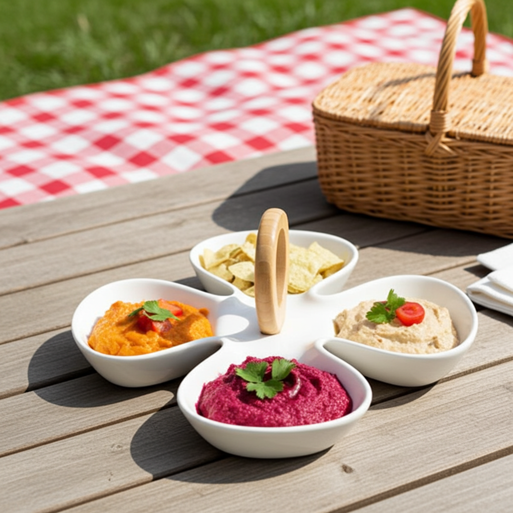 Aperityvo indelis su bambukine rankena su padazais