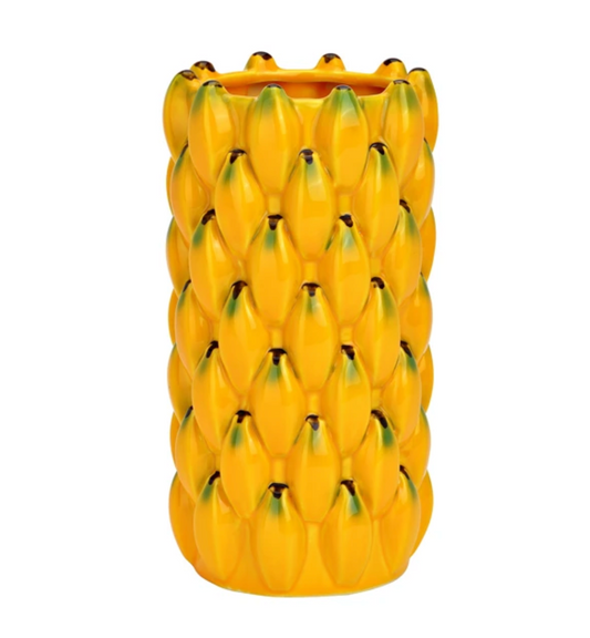 Keraminė vaza su banano raštu