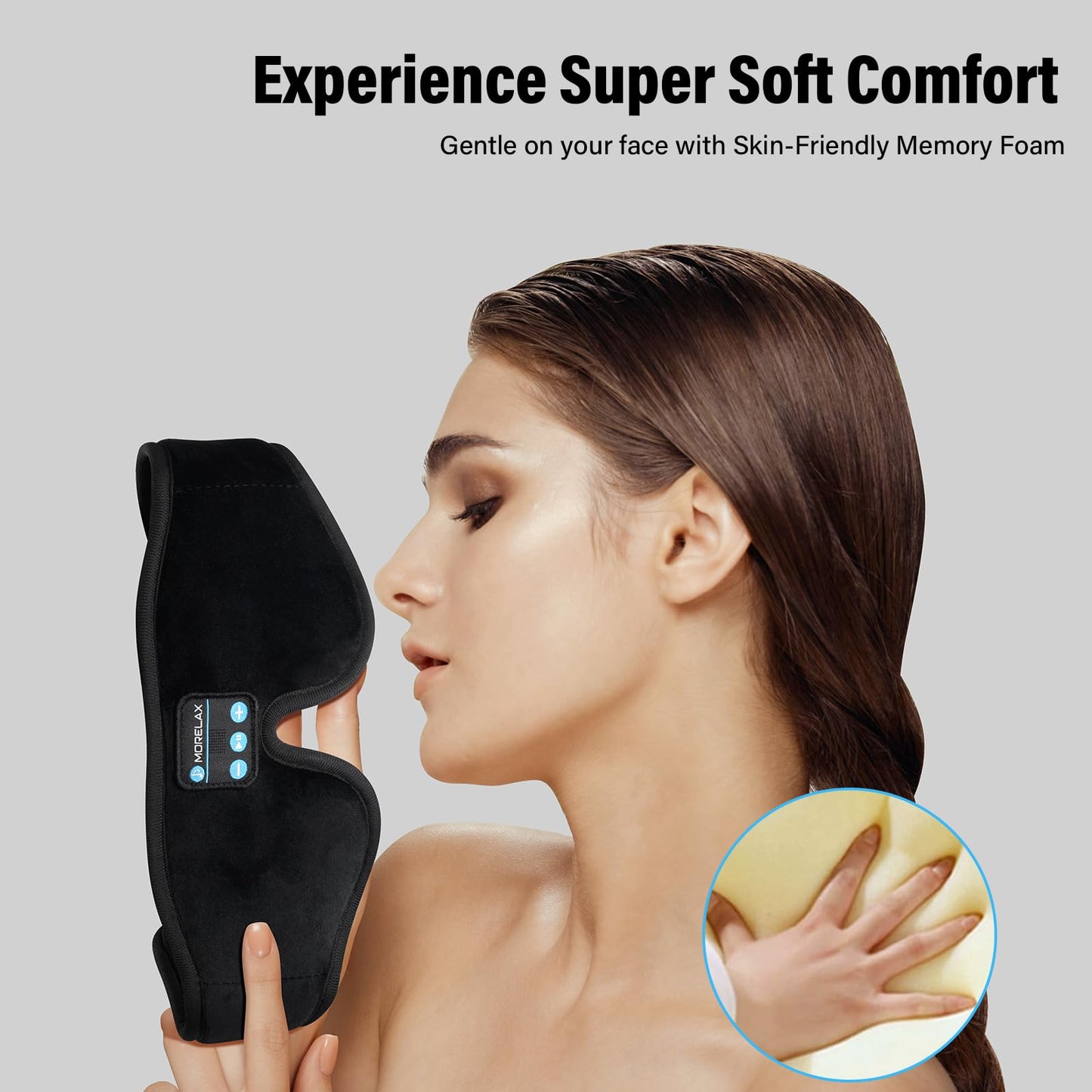 3D Miego kaukė su Bluetooth ausinėmis Morelax minksta - Savamrate.lt