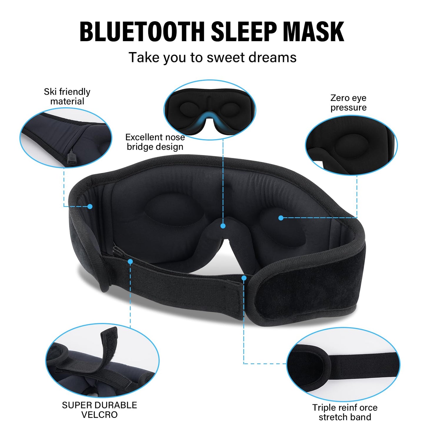 3D Miego kaukė su Bluetooth ausinėmis Morelax  detales - Savamrate.lt