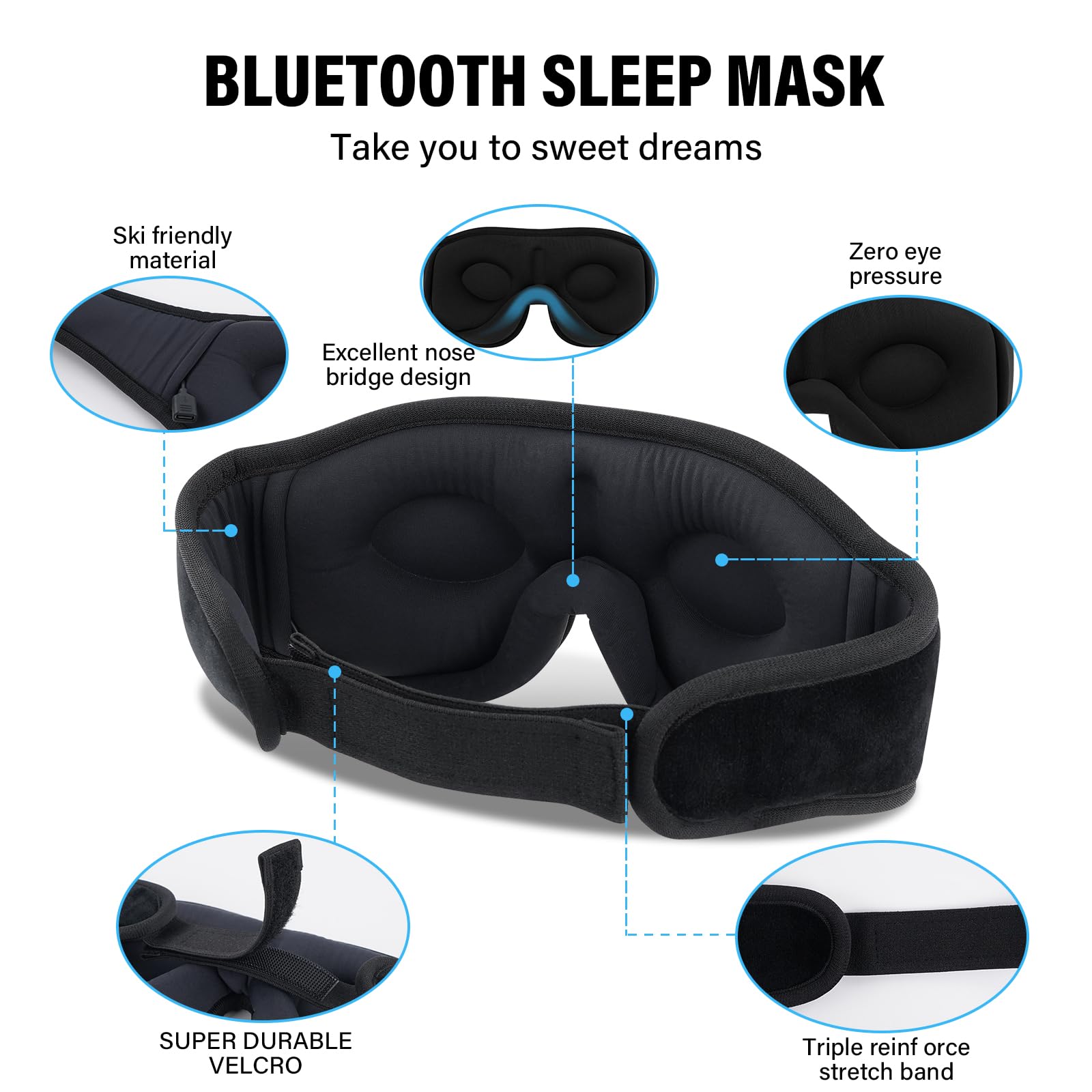 3D Miego kaukė su Bluetooth ausinėmis Morelax  detales - Savamrate.lt
