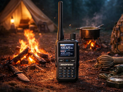 „Baofeng UV-5R“ mini didelio nuotolio racija tinka stovyklaujant