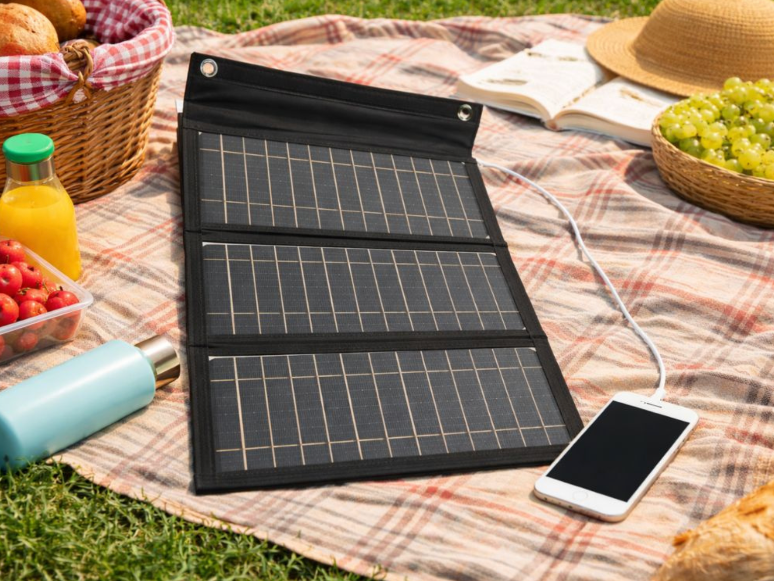 Nešiojama 20 w saulės energijos panelė gamtoja