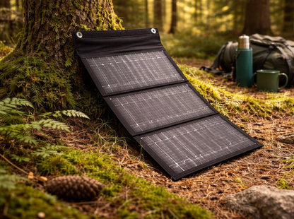 Nešiojama 20 w saulės energijos panelė miške
