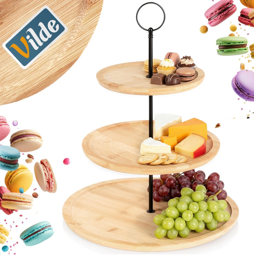 Serviravimo stovas  su macaroons fone