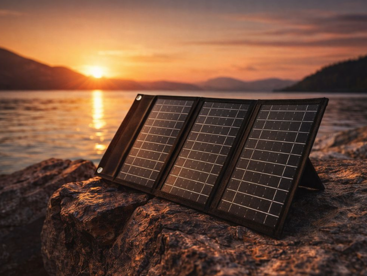 Nešiojama 20 w saulės energijos panelė prie vandens