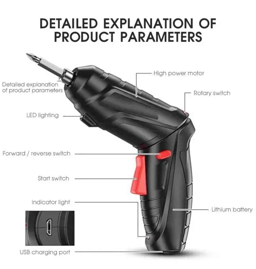 Belaidis mini elektrinis atsuktuvas su LED apšvietimu