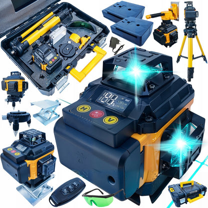 LAZERINIS NIVELYRAS  KRYŽMINIS LAZERINIS ŽALIAS SAVAIME IŠLYGINANTIS 4D 360 + TRIKOJIS STOVAS - Savamrate.lt