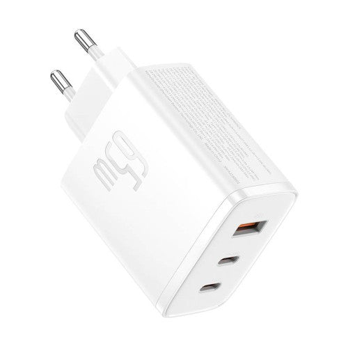 Sieninis įkroviklis Baseus OS-Cube Pro 2xUSB-C + USB, 65W (baltas) - Savamrate.lt