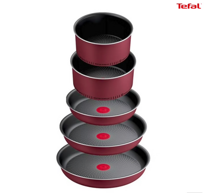 Tefal Ingenio Essential Puodų/Keptuvių Rinkinys su Nuimama Rankena - Burgundiška Raudona - Savamrate.lt