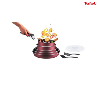 Tefal Ingenio Essential Puodų/Keptuvių Rinkinys su Nuimama Rankena - Burgundiška Raudona - Savamrate.lt